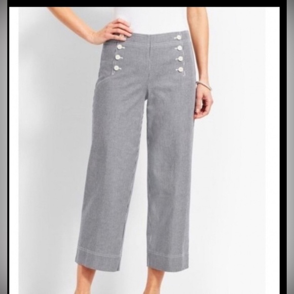 Talbots High-Waist Striped Deck Pants Size 12 - Picture 1 of 5
